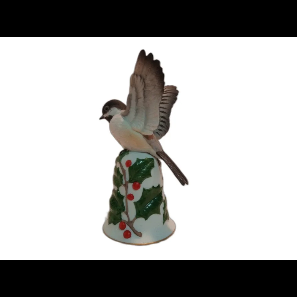 Franciscan Porcelain Bird Christmas Bell Figurine Flying Bird Holiday Bell